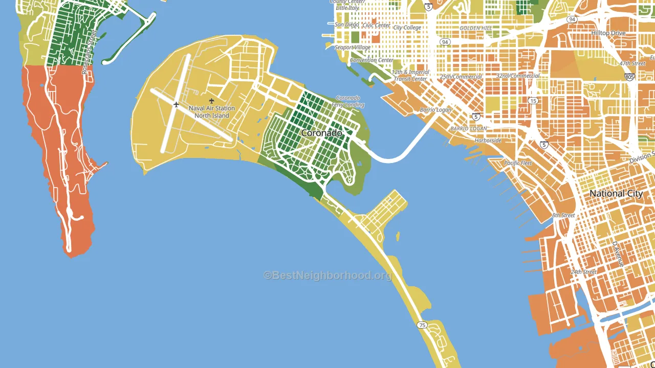 Coronado, CA block-group voter-turnout map