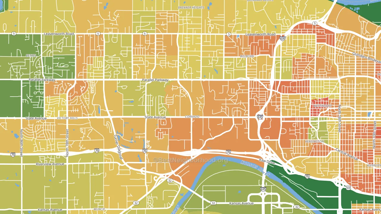 Coronado, Kansas City, KS block-group voter-turnout map