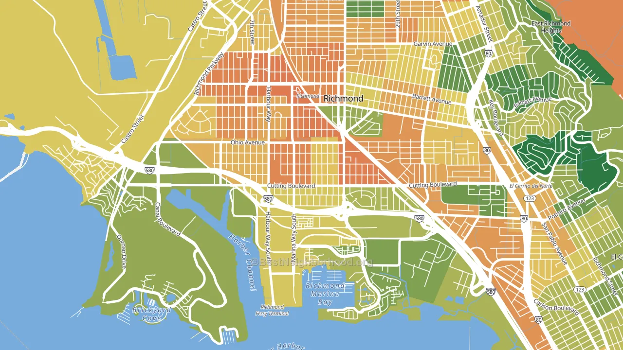 Coronado, Richmond, CA block-group voter-turnout map