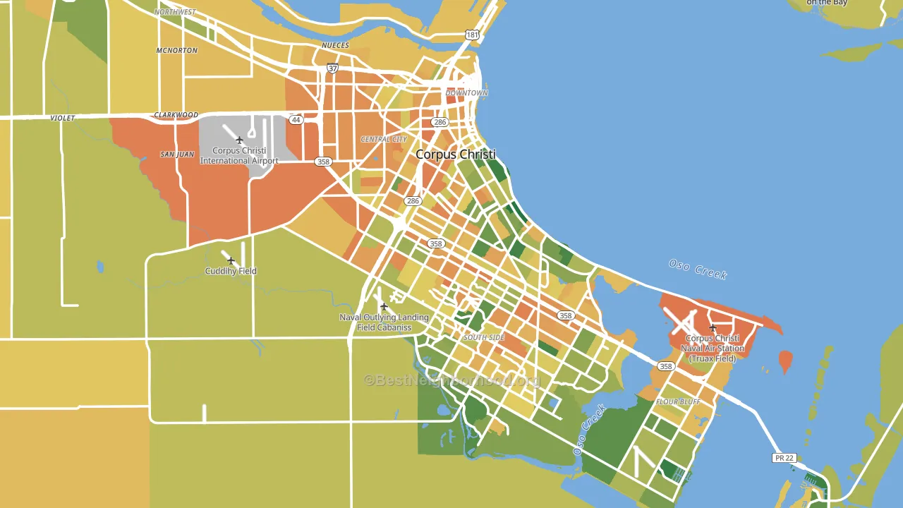 Corpus Christi, TX block-group voter-turnout map