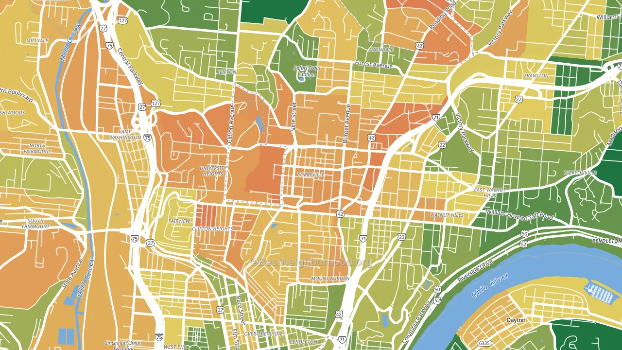 Corryville, Cincinnati, OH block-group voter-turnout map