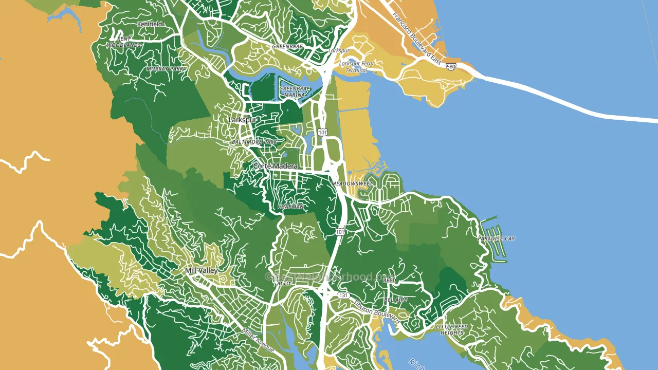 Corte Madera, CA block-group voter-turnout map
