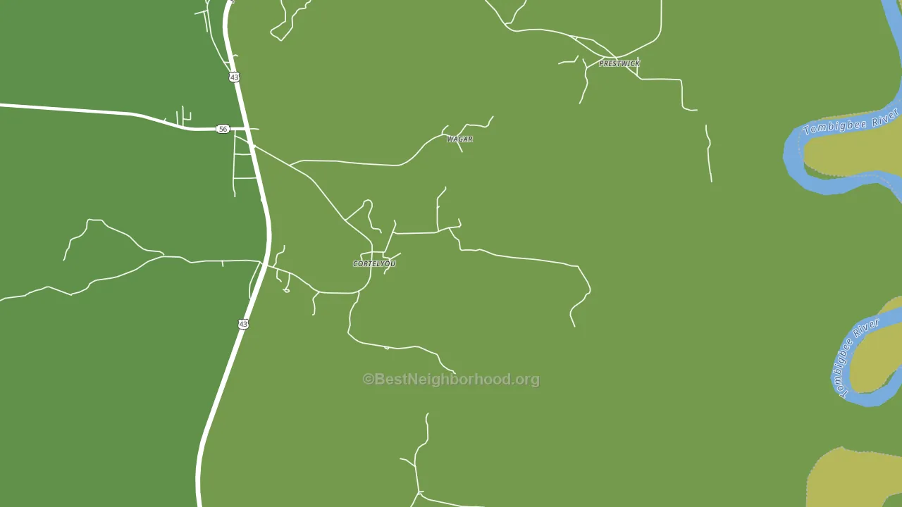 Cortelyou, AL block-group voter-turnout map
