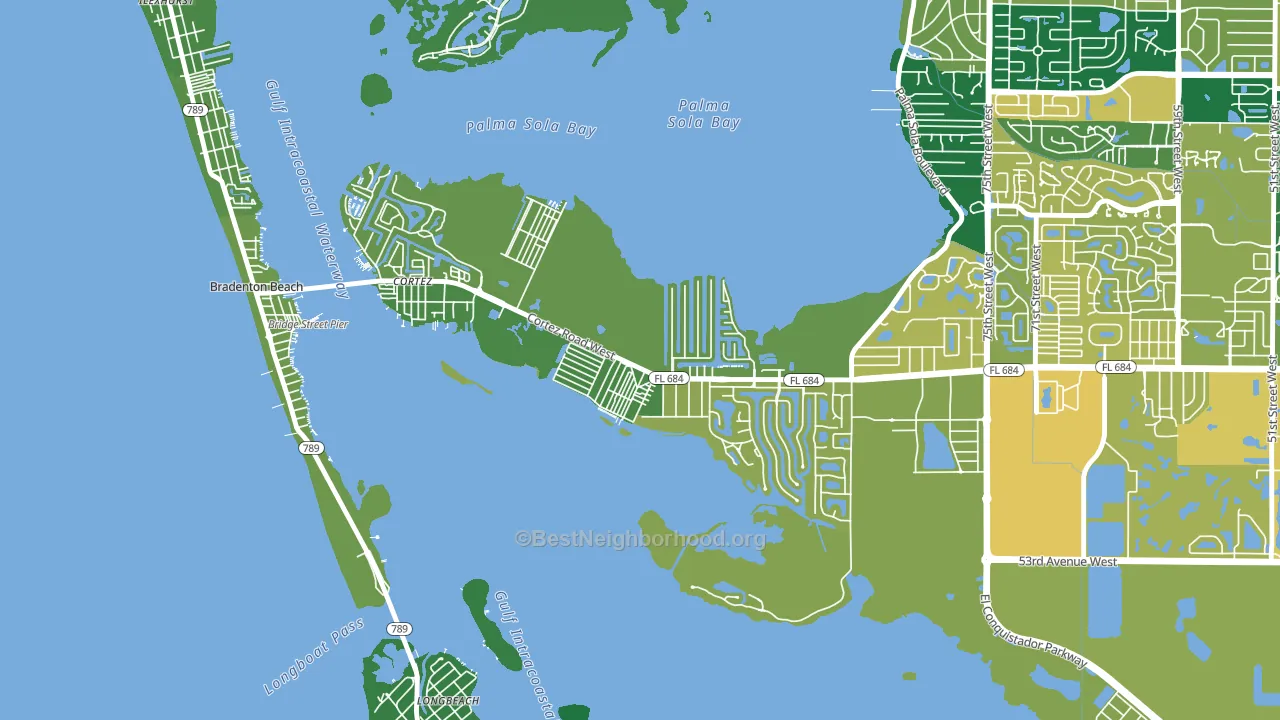 Cortez, Bradenton, FL block-group voter-turnout map