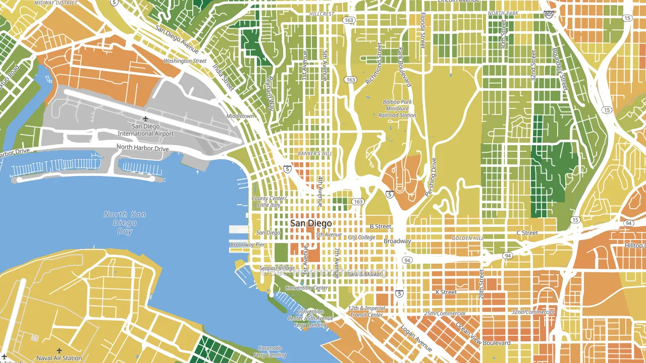 Cortez Hill, San Diego, CA block-group voter-turnout map