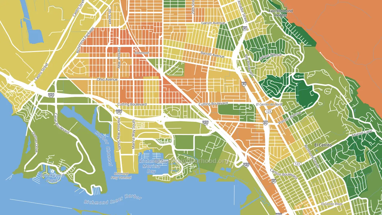 Cortez-Stege, Richmond, CA block-group voter-turnout map