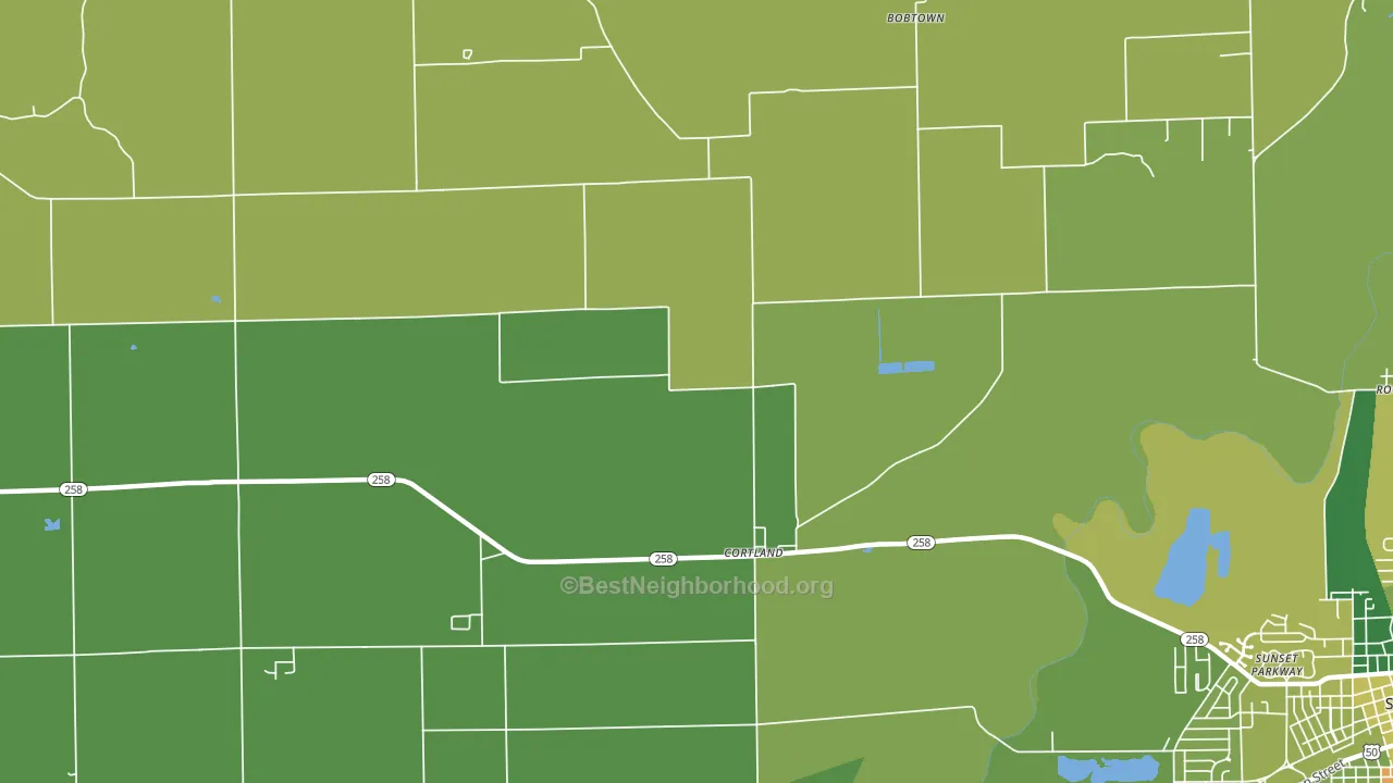 Cortland, IN block-group voter-turnout map