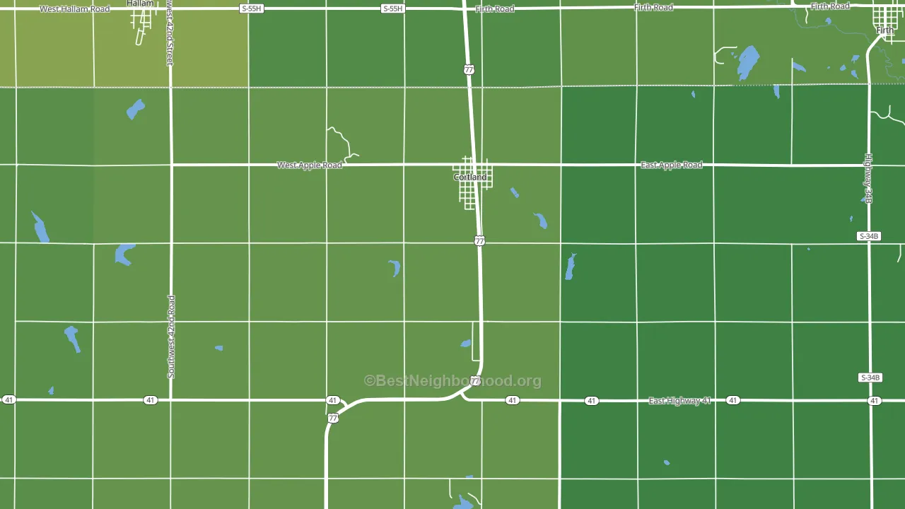 Cortland, NE block-group voter-turnout map