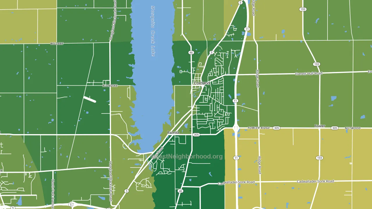 Cortland, OH block-group voter-turnout map