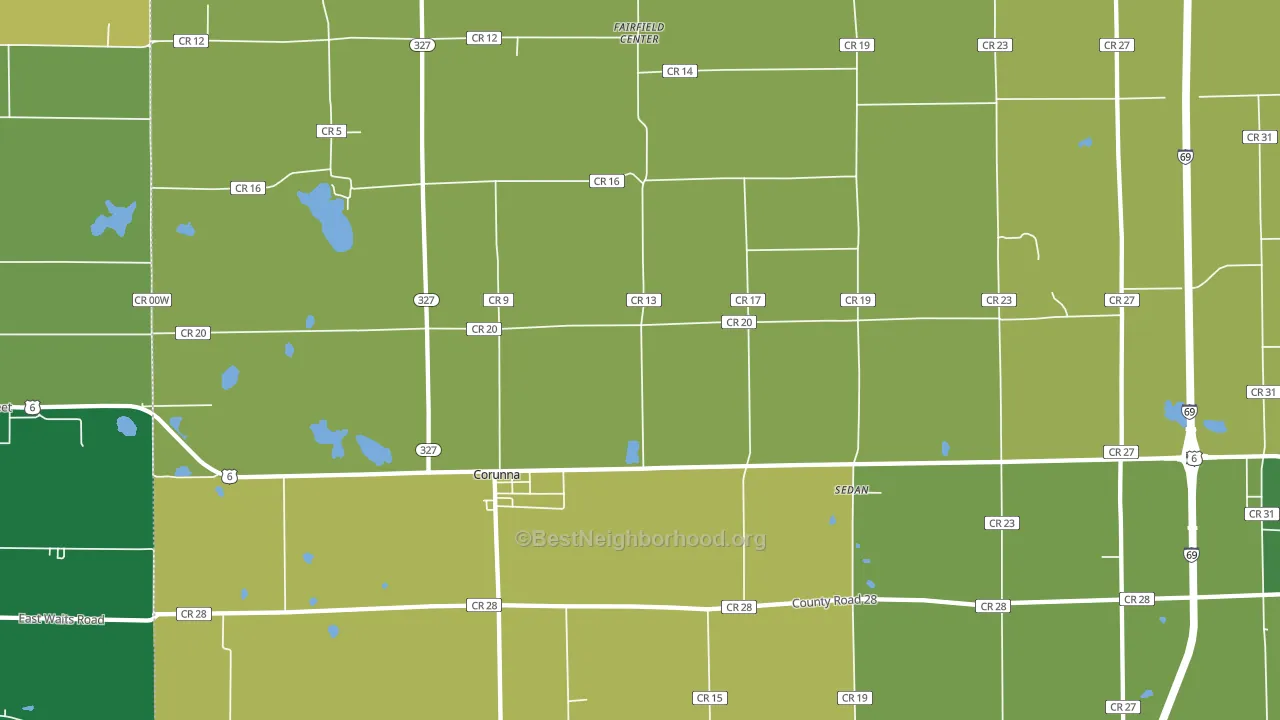 Corunna, IN block-group voter-turnout map
