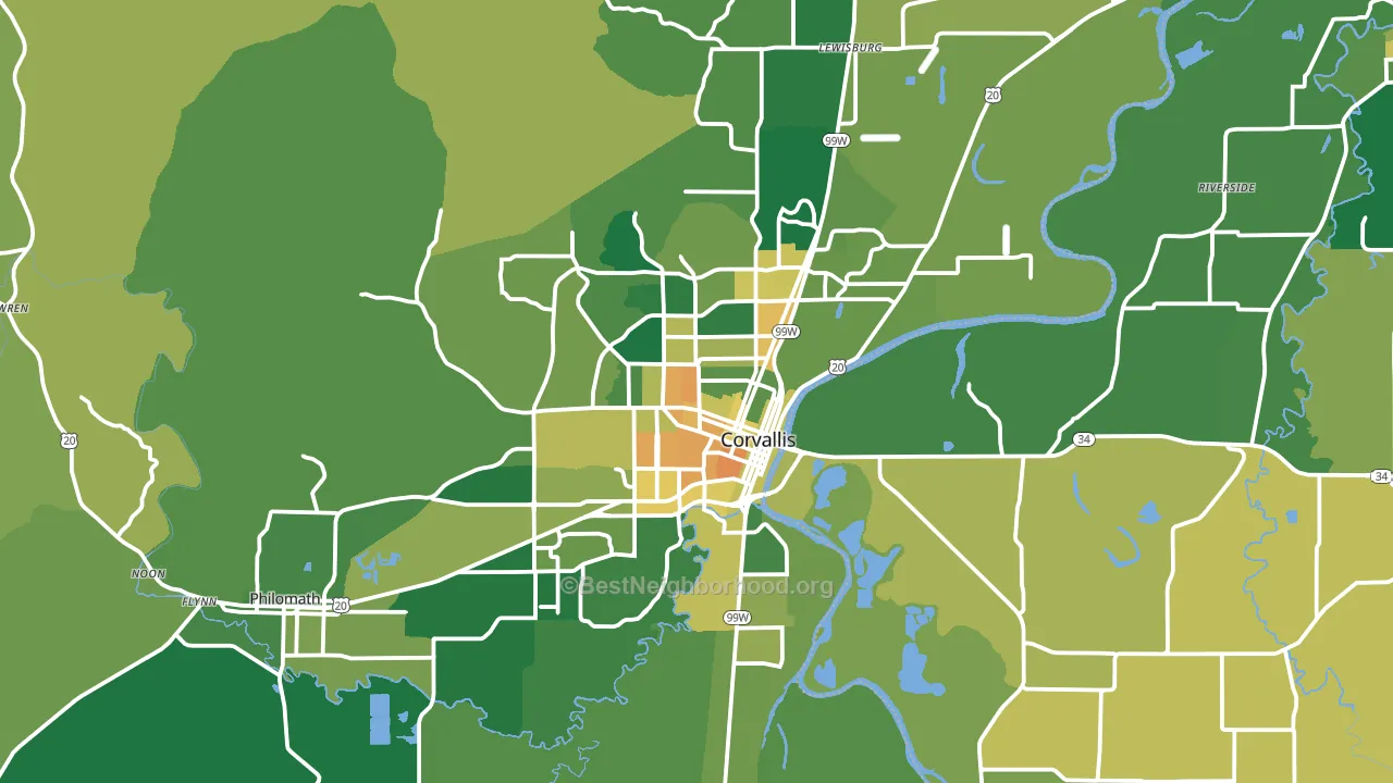Corvallis, OR block-group voter-turnout map