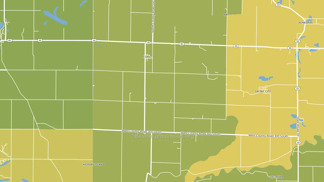 Cory, IN block-group voter-turnout map