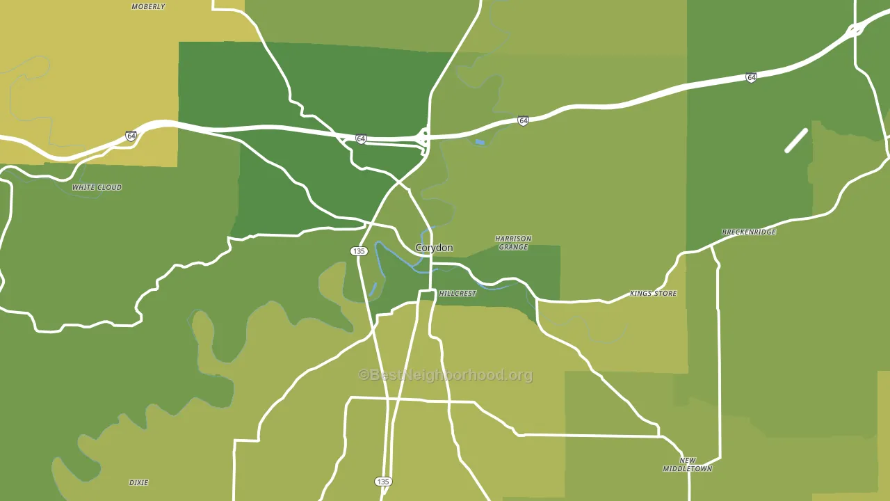 Corydon, IN block-group voter-turnout map