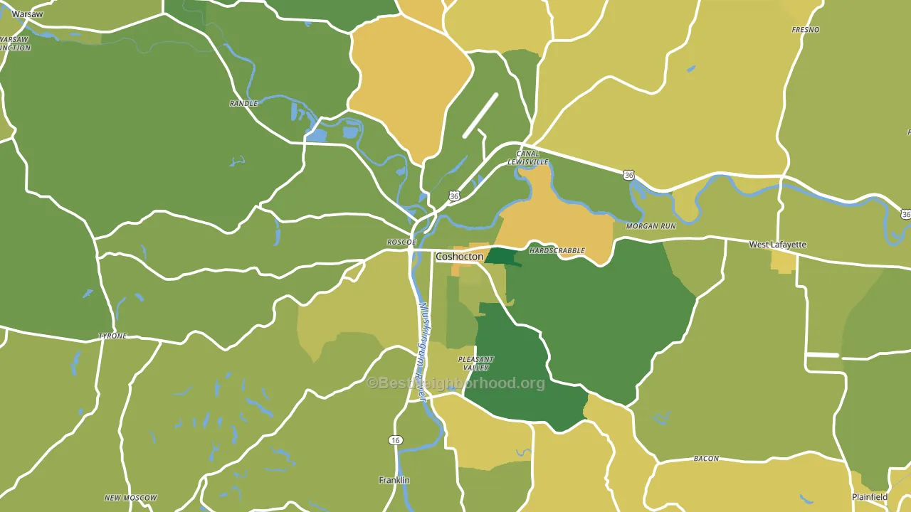 Coshocton, OH block-group voter-turnout map
