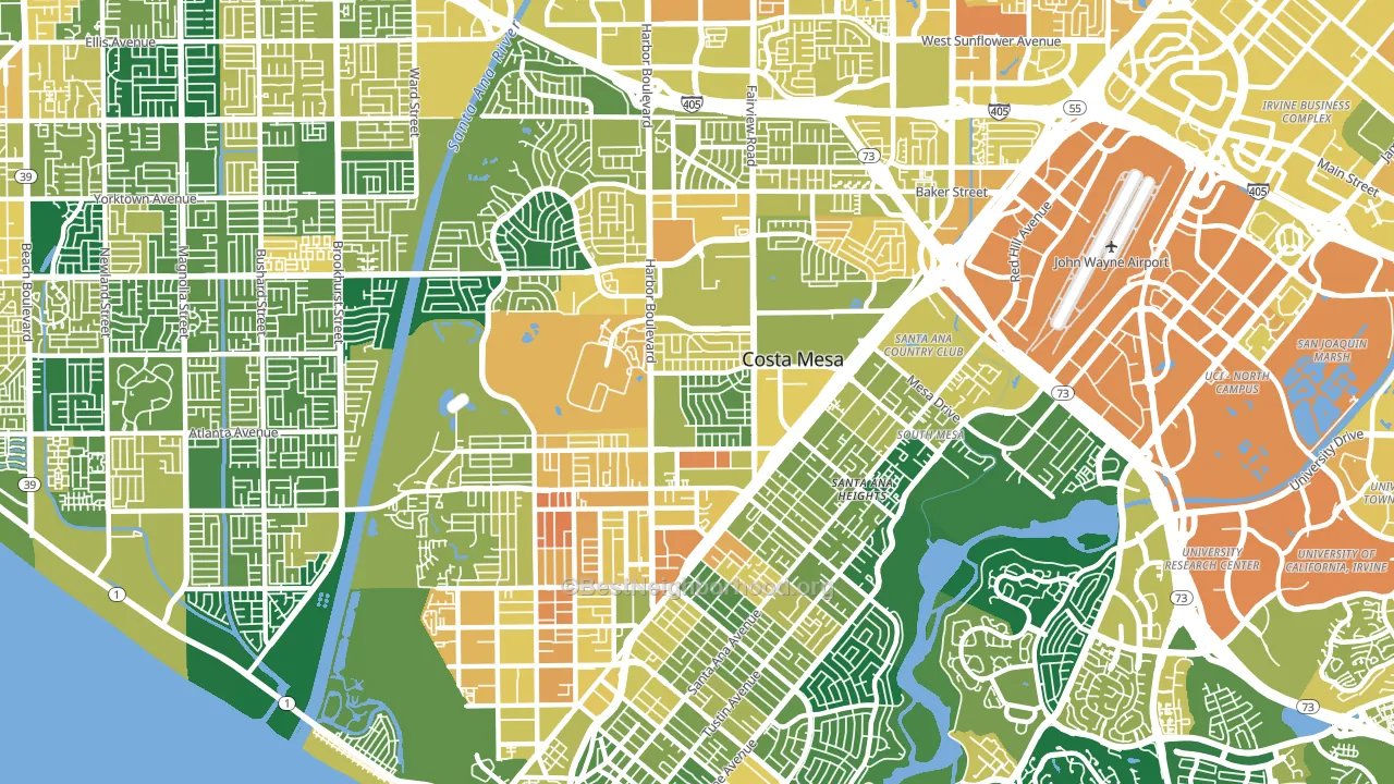 Costa Mesa, CA block-group voter-turnout map