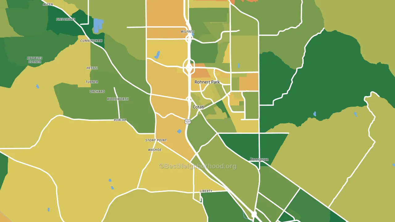 Cotati, CA block-group voter-turnout map