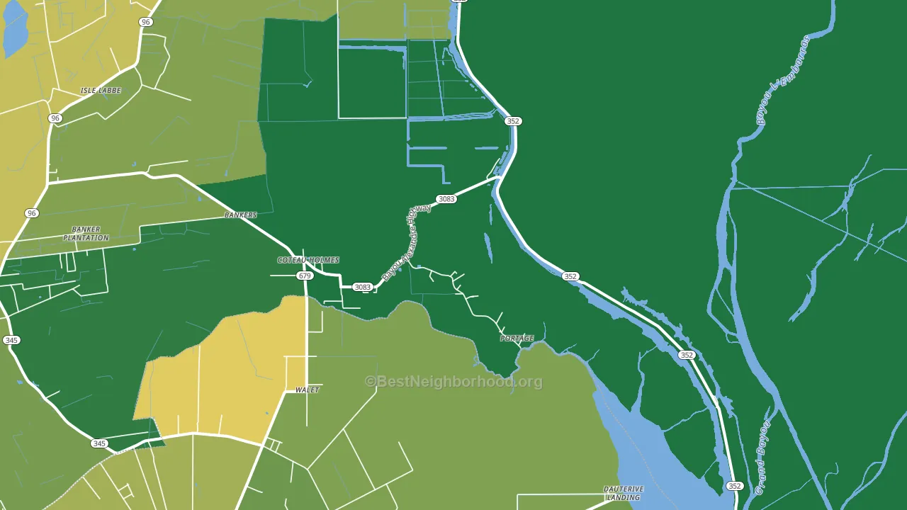 Coteau Holmes, LA block-group voter-turnout map