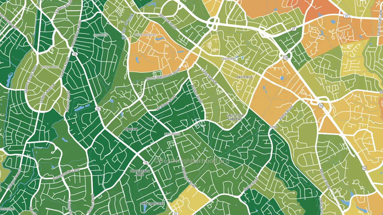 Cotswold, Charlotte, NC block-group voter-turnout map