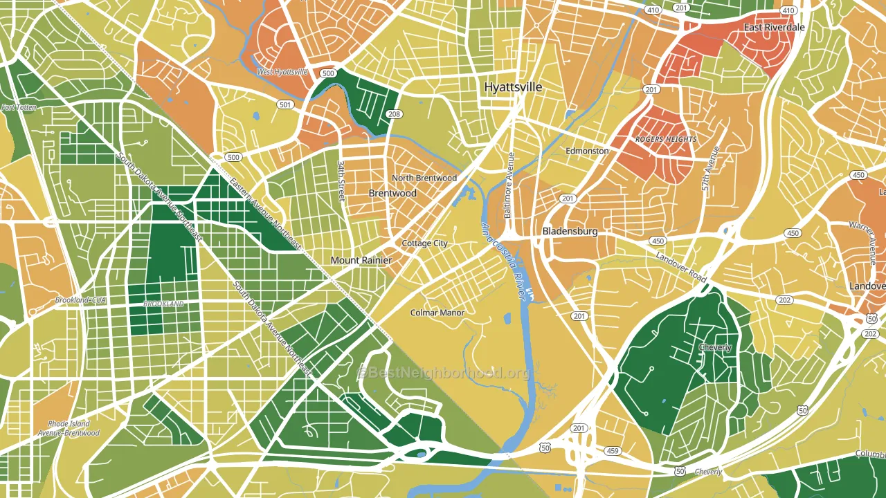 Cottage City, MD block-group voter-turnout map