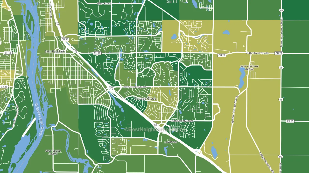 Cottage Grove, MN block-group voter-turnout map