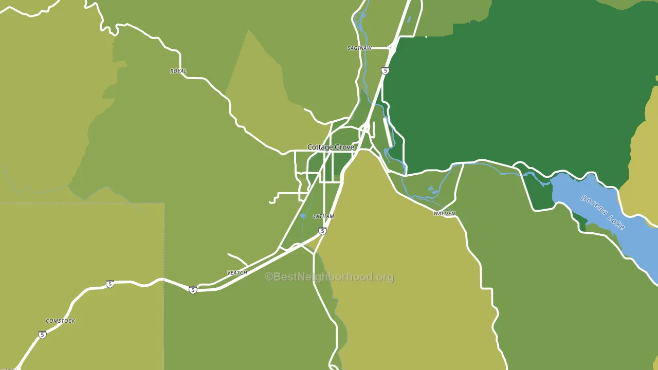 Cottage Grove, OR block-group voter-turnout map