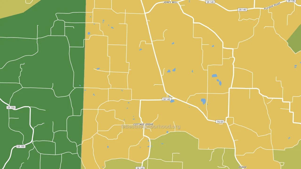Cottage Grove, TN block-group voter-turnout map
