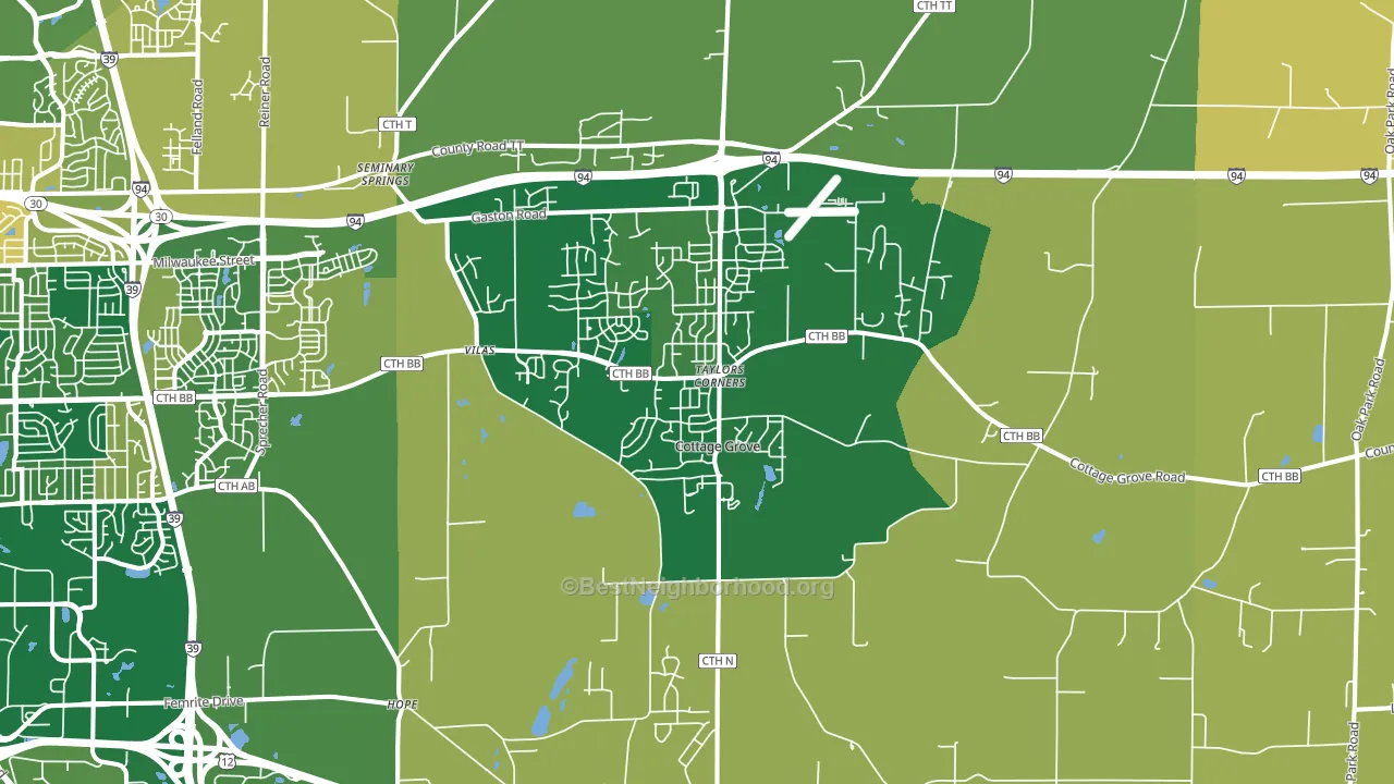 Cottage Grove, WI block-group voter-turnout map