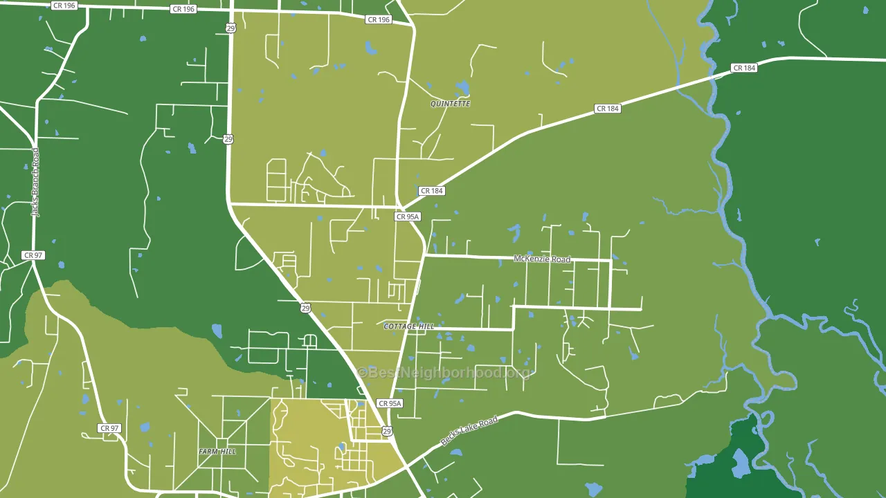 Cottage Hill, FL block-group voter-turnout map