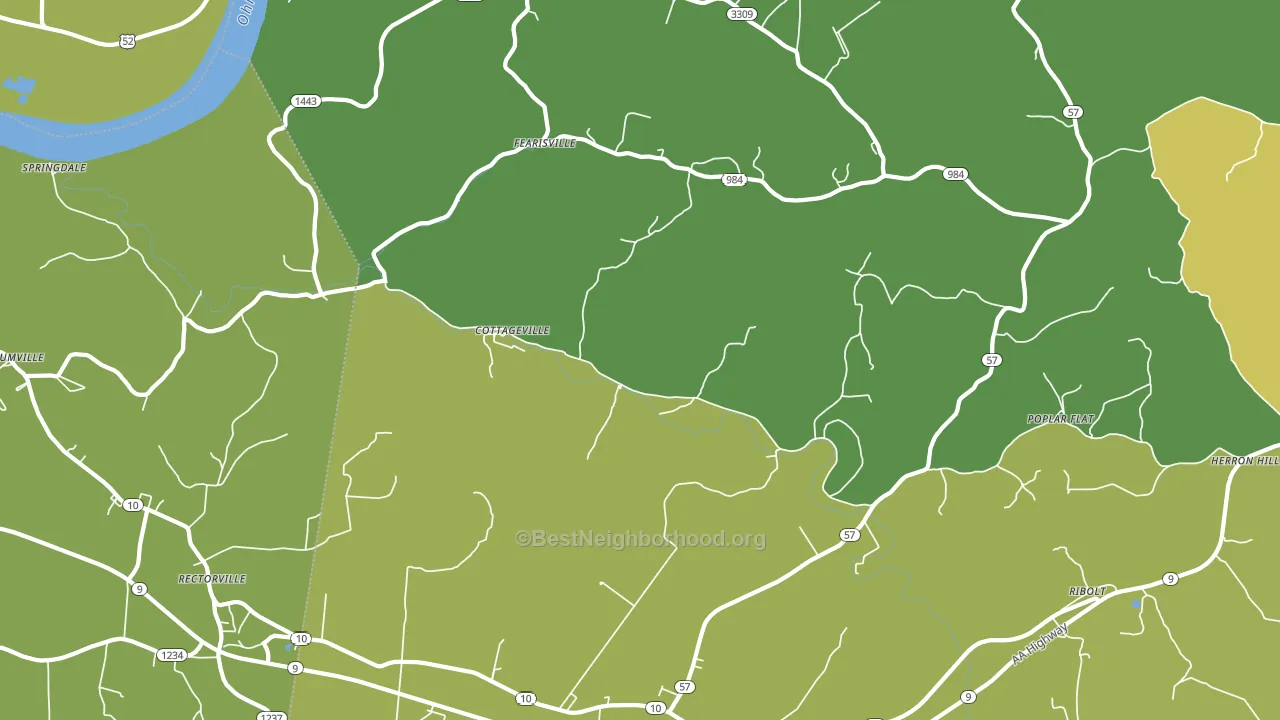 Cottageville, KY block-group voter-turnout map