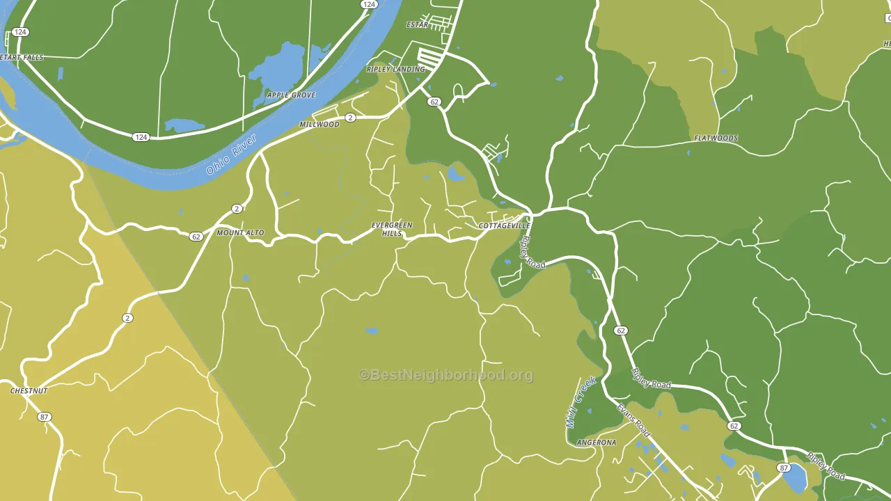 Cottageville, WV block-group voter-turnout map