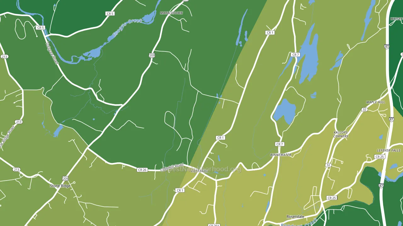 Cottekill, NY block-group voter-turnout map