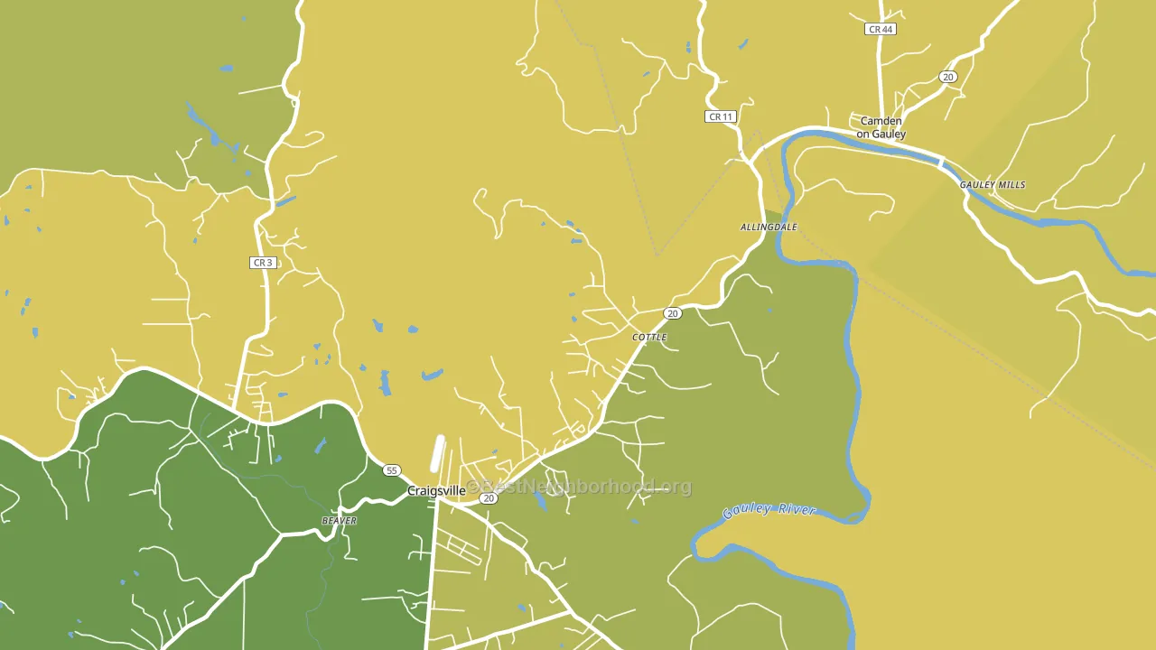 Cottle, WV block-group voter-turnout map