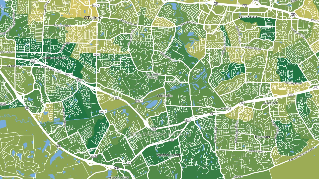 Cottleville, MO block-group voter-turnout map