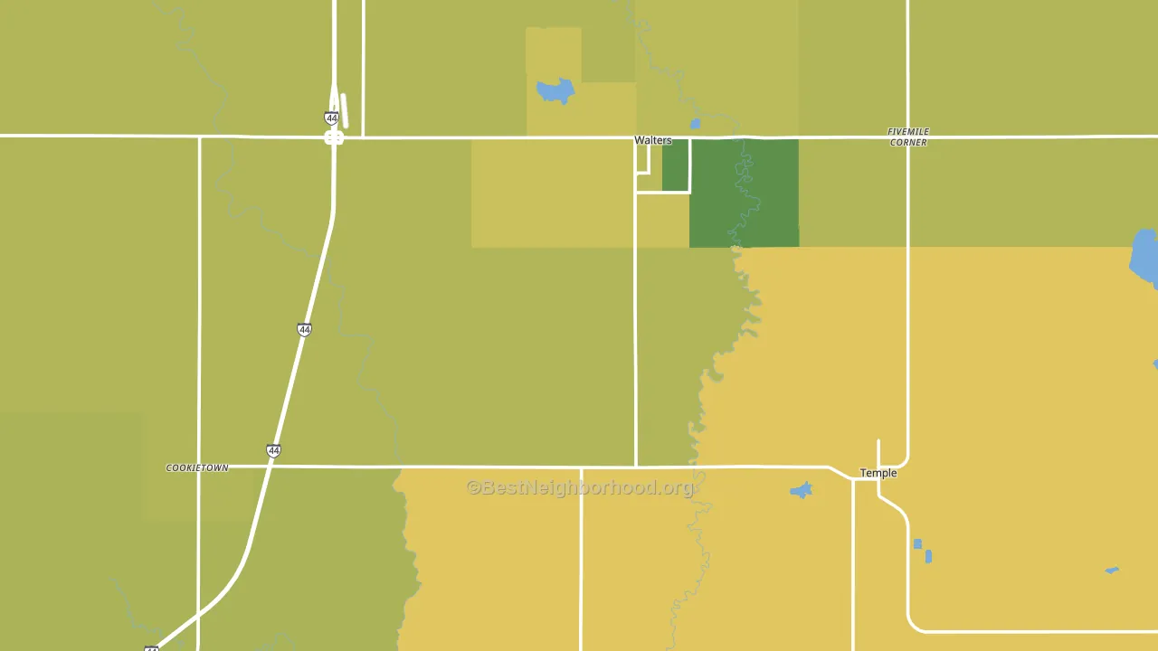Cotton County, OK block-group voter-turnout map