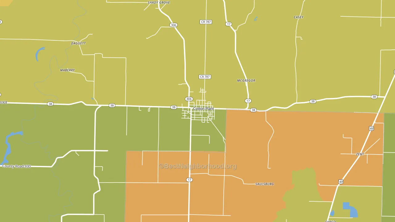 Cotton Plant, AR block-group voter-turnout map