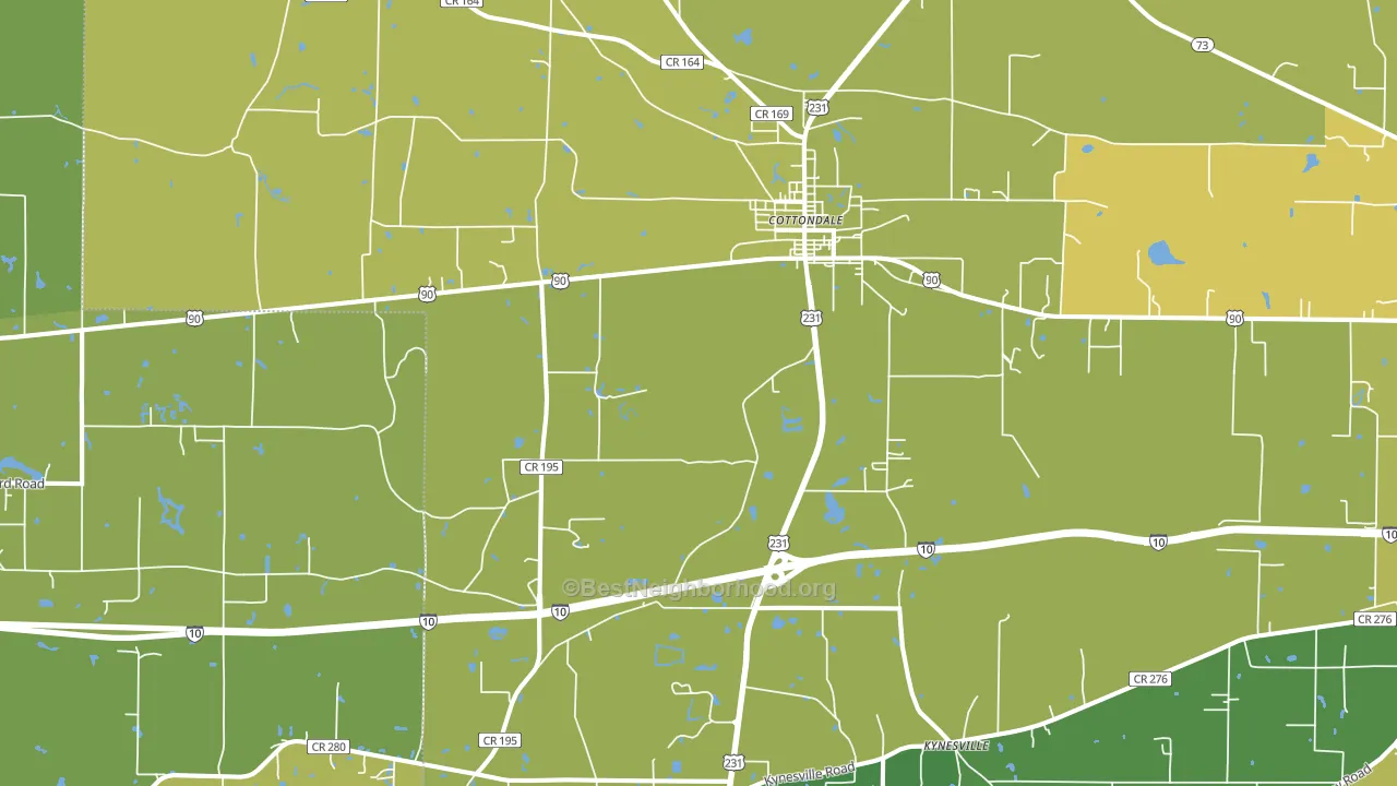 Cottondale, FL block-group voter-turnout map