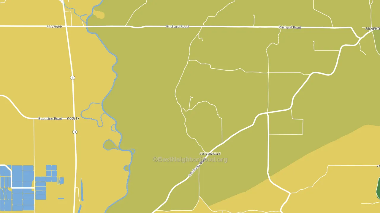Cottonville, MS block-group voter-turnout map