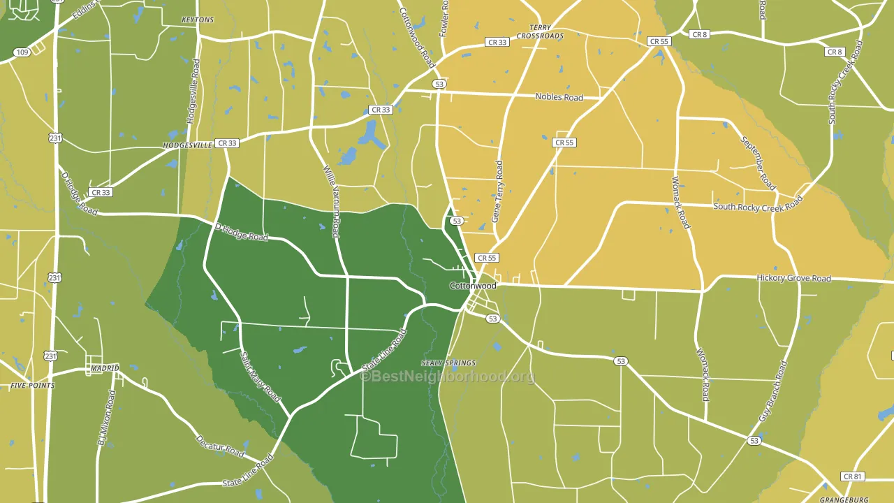 Cottonwood, AL block-group voter-turnout map