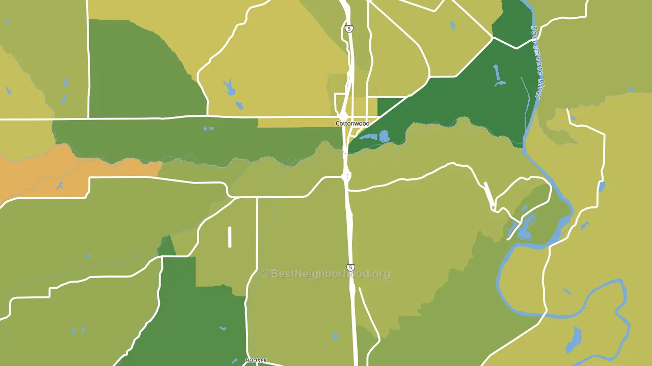 Cottonwood, CA block-group voter-turnout map