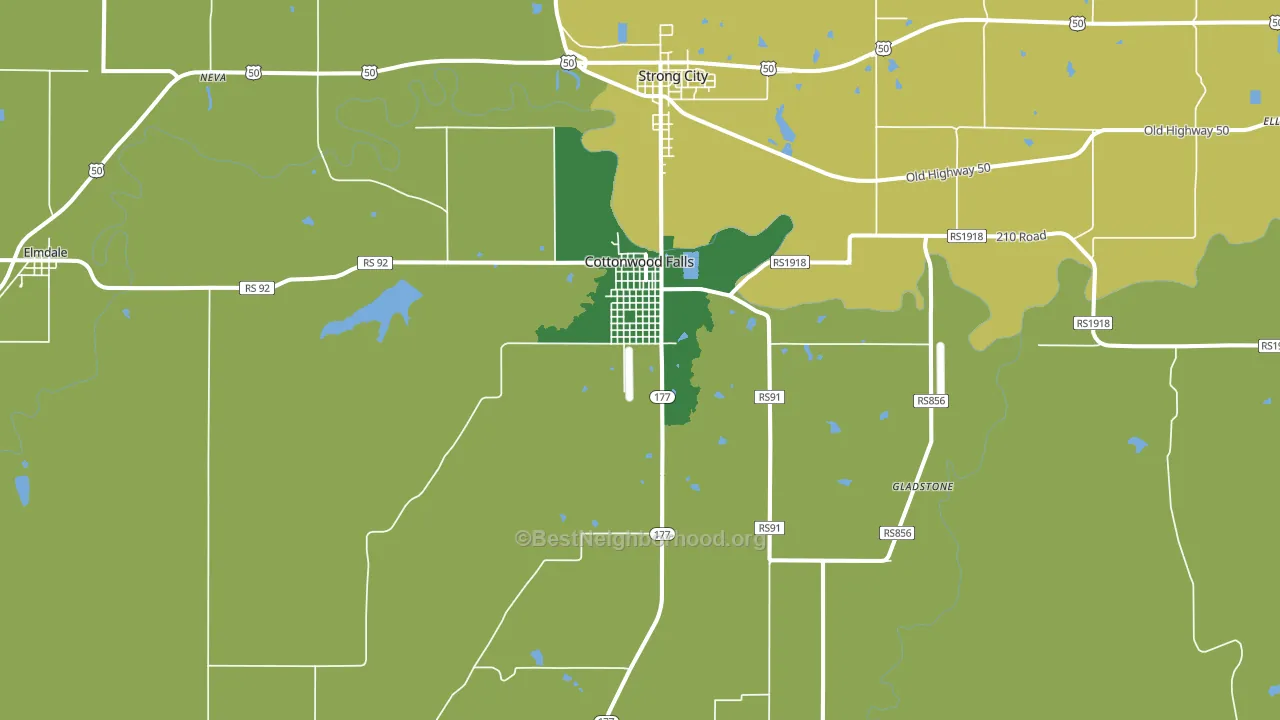 Cottonwood Falls, KS block-group voter-turnout map