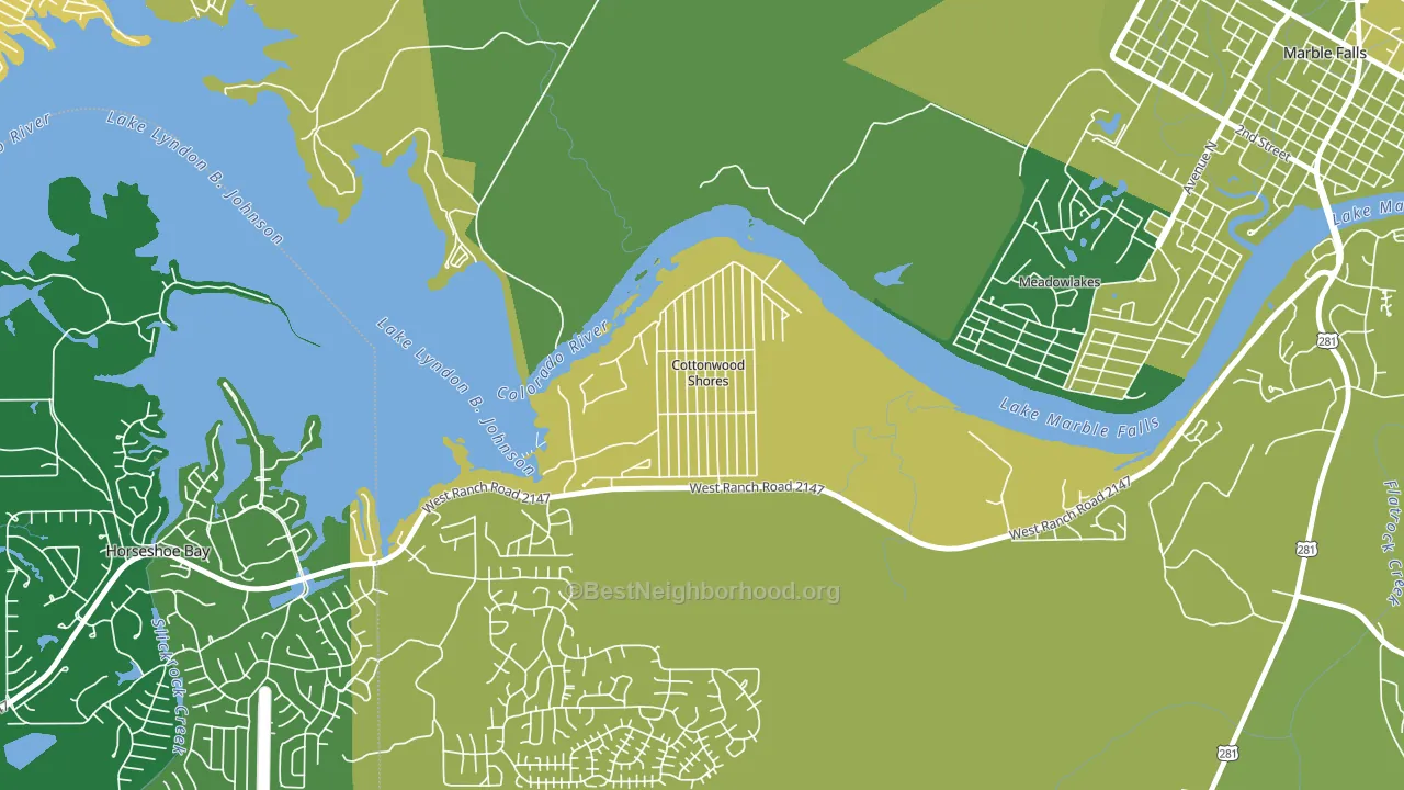 Cottonwood Shores, TX block-group voter-turnout map