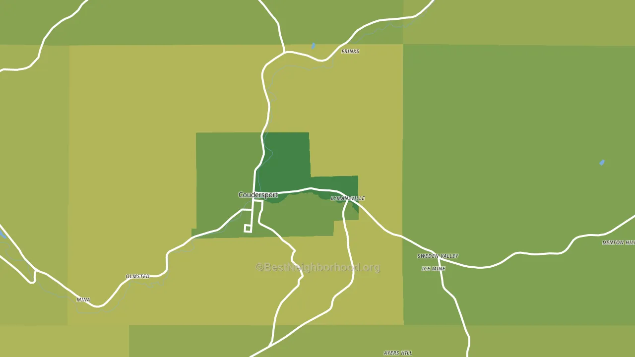 Coudersport, PA block-group voter-turnout map
