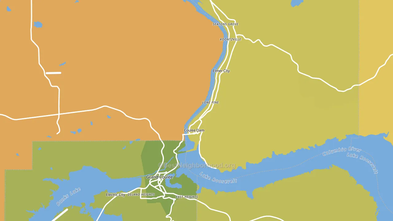 Coulee Dam, WA block-group voter-turnout map