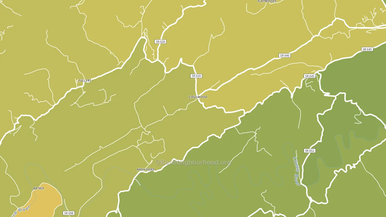 Coulwood, VA block-group voter-turnout map