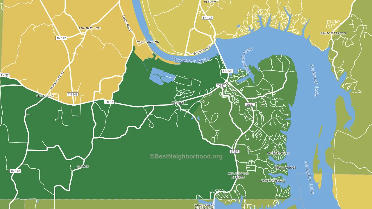 Counce, TN block-group voter-turnout map