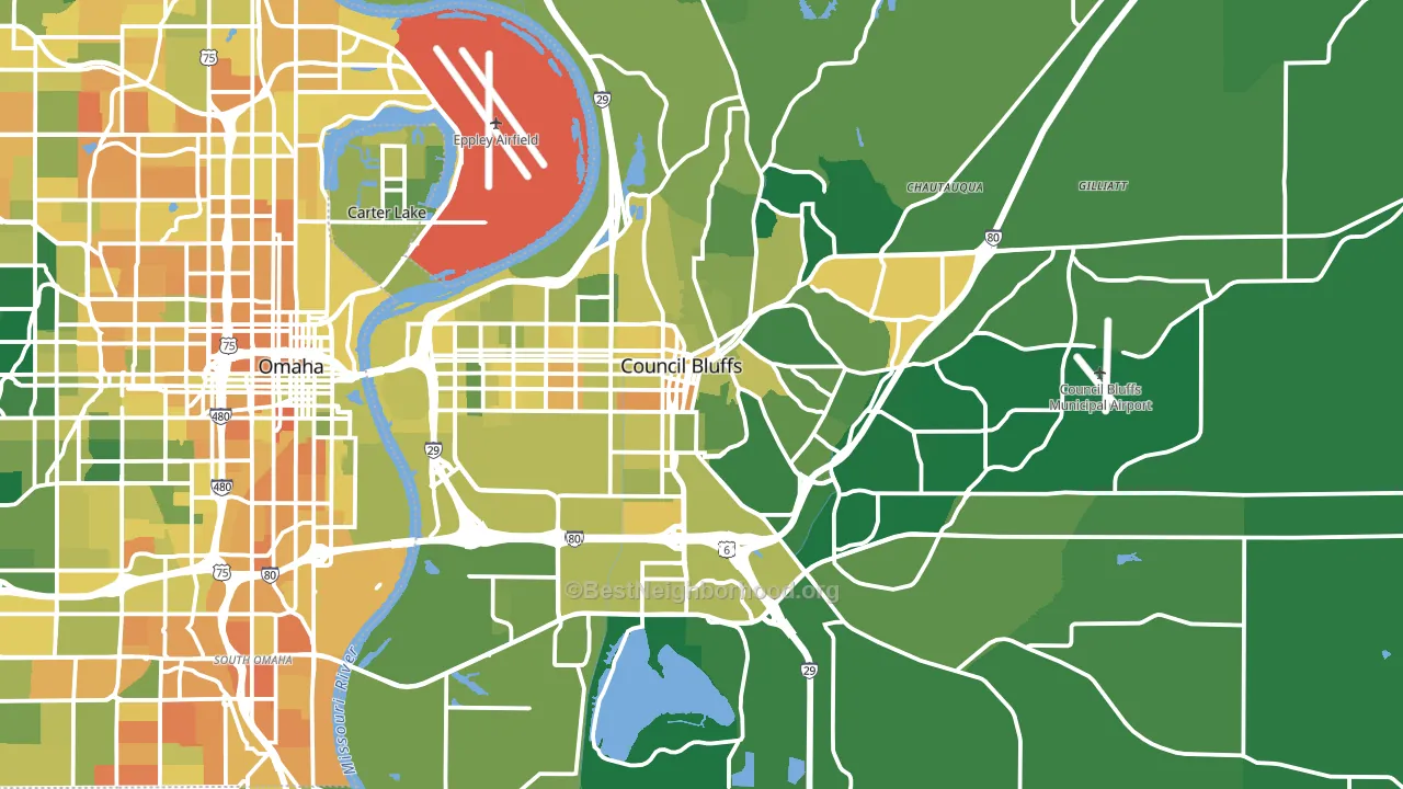 Council Bluffs, IA block-group voter-turnout map