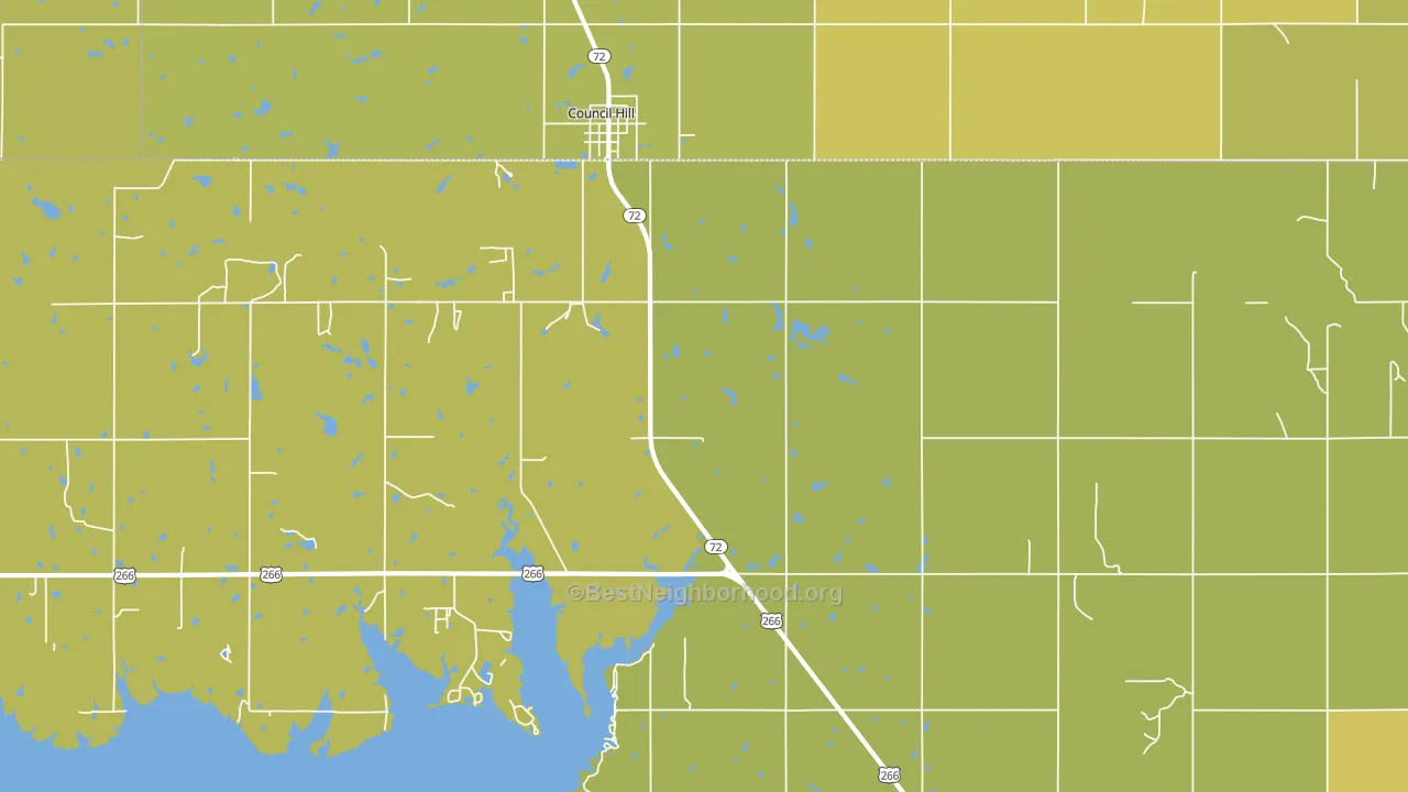 Council Hill, OK block-group voter-turnout map