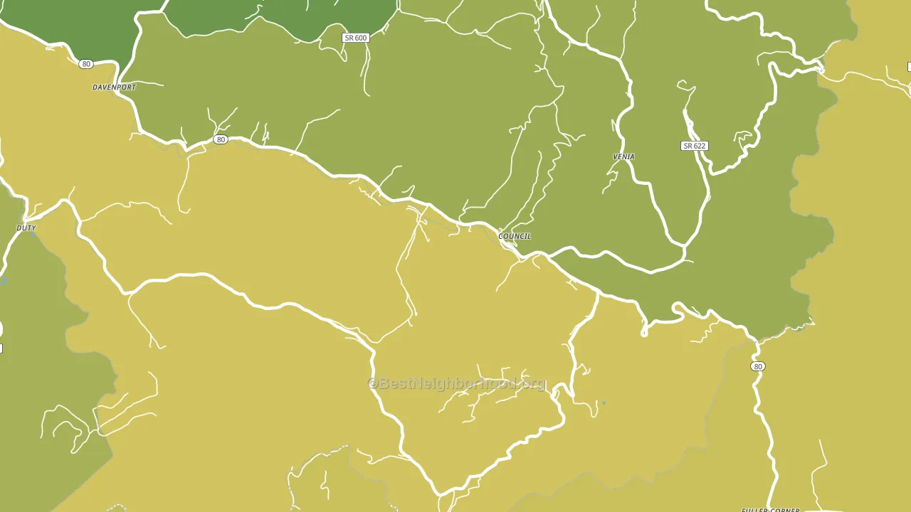Council, VA block-group voter-turnout map