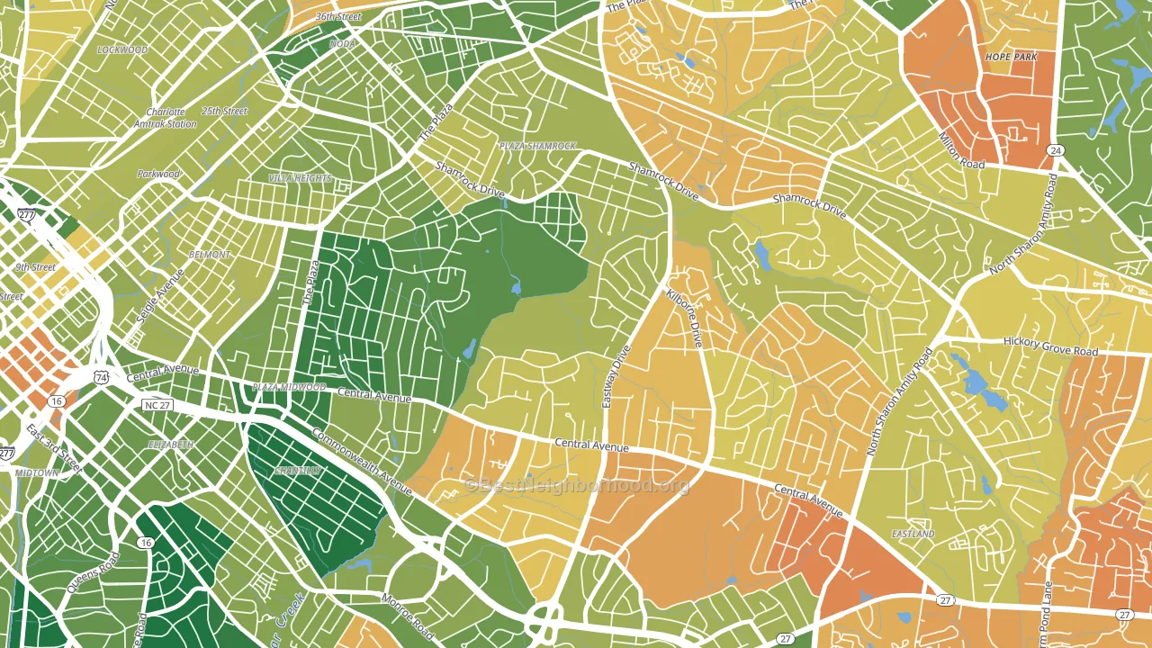 Country Club Heights, Charlotte, NC block-group voter-turnout map
