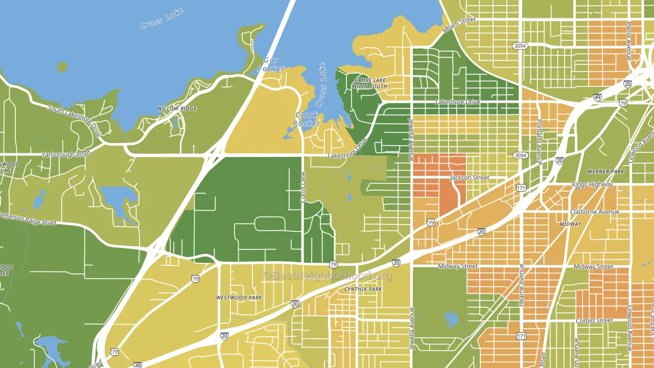 Country Club Hills Lakeshore Shops, Shreveport, LA block-group voter-turnout map
